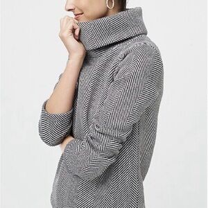 J. Crew Gray Herringbone Cowlneck Sweater